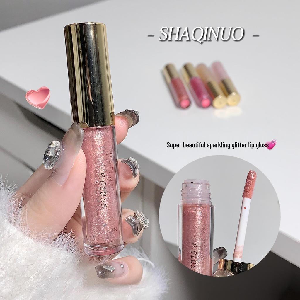 SHAQINUO Plumping Sparkle Lip Gloss: Watery Mirror Finish, Hydrating Lip Oil for Pouty, Glossy Lips.
