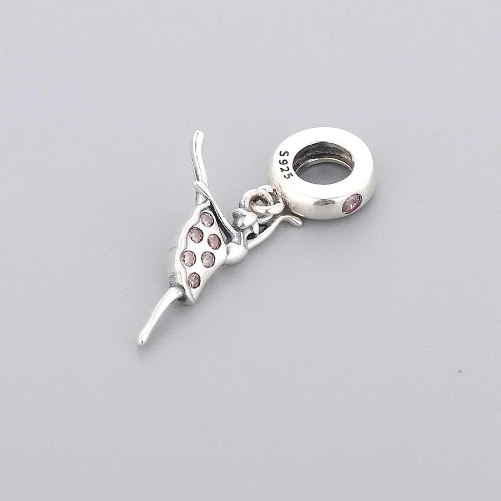 FC Šperky Fit Originální náramek s přívěsky Pan 925 Sterlingového stříbra Tanečnice Gymnastka Balerína Korálek Pro výrobu Baletních přívěsků