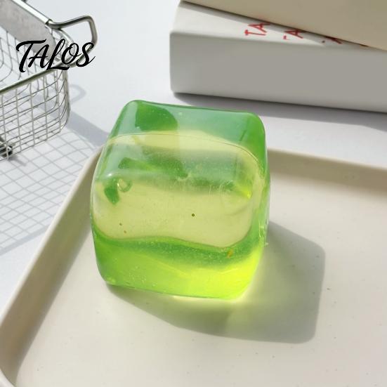 Portable Stress Reliever Transparent Lemon Squeeze Toy, Relief Jellyfish Ice Cream Toy Soft Clear Cube Sensory for Kids Adults Shaped