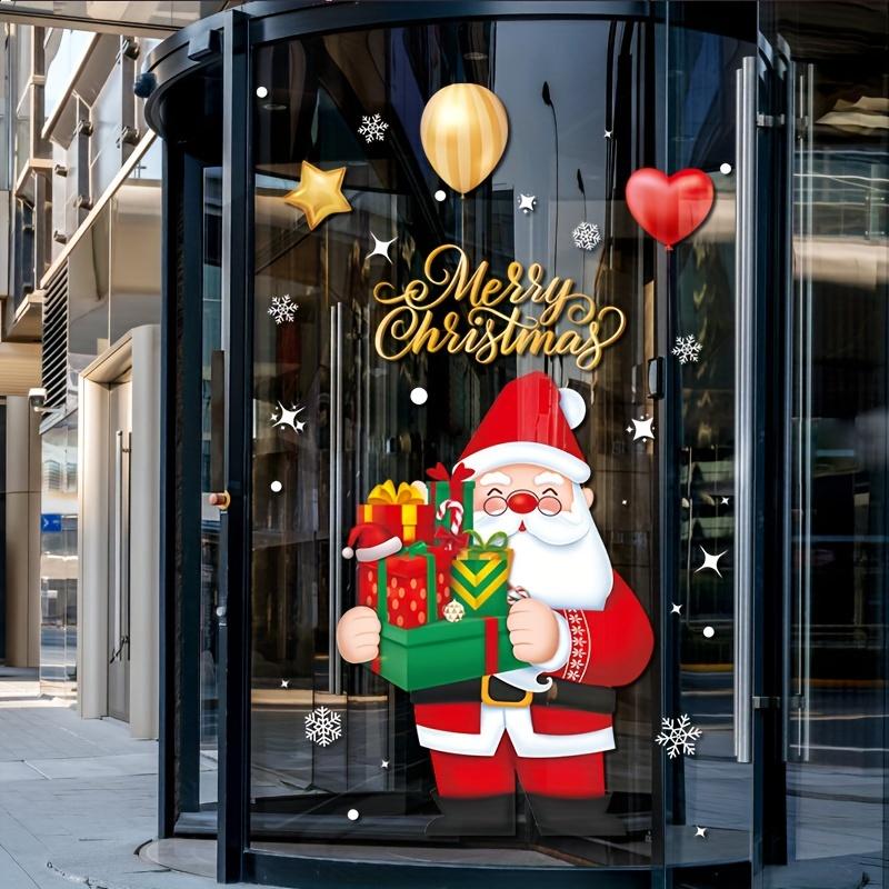 Cartoon Weihnachtsmann Fensteraufkleber Weihnachten Geschenk Schneeflocke Ballon Elektrostatische Aufkleber Frohe Weihnachten Deko Noel Frohes Neues Jahr