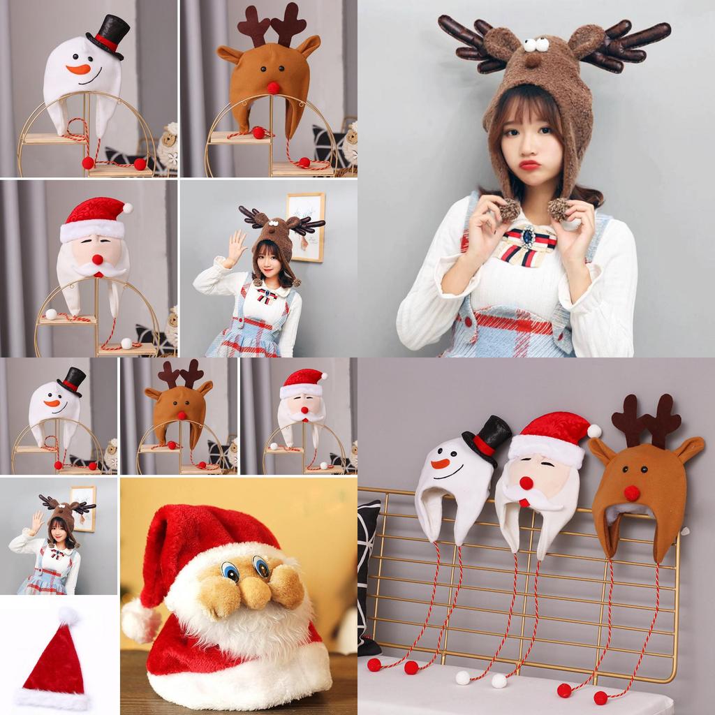 Creative Christmas Hat Featuring Cartoon Santa Snowman And Reindeer For Kids And Adults