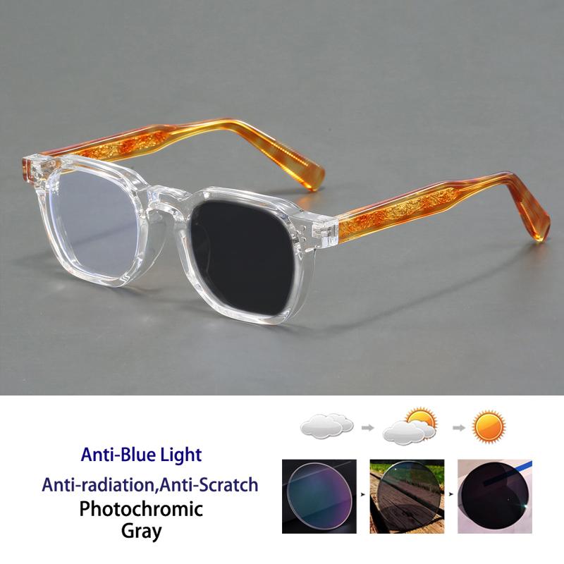High-Quality Acetate Fiber Board Retro Small Frame Glasses For Men And Women Blue Light Blocking Photochromic Reading Glasses