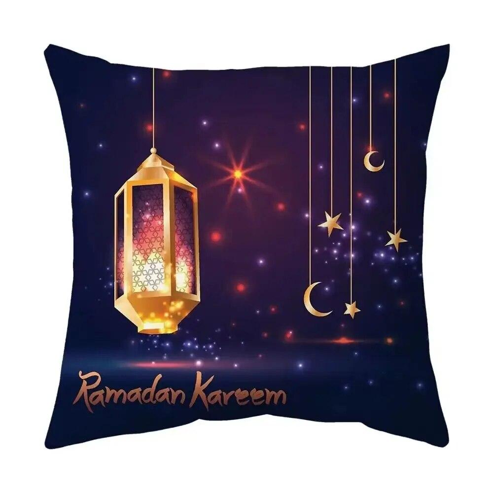 2024 Eid Mubarak Pillowcase Short Plush Comfortable Cushion Cover Islamic Ramadan Decorative Mosque Muslim Pillowcase Gift