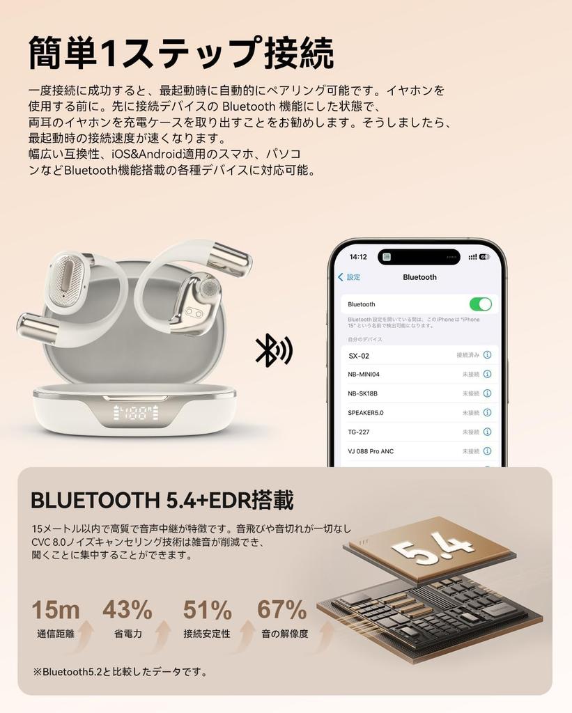 Bluetooth Wireless Earbuds with 6 Silicone AI Smart ENC 60 Hours of Music 2026 Latest Bluetooth Air Conduction IPX7 Sound Low for Web and Compatible