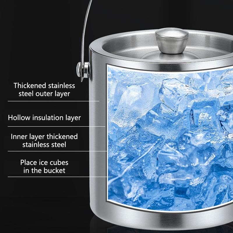 1.6/2/3/4L Stainless Steel Ice Bucket Insulated Ice Bucket With Lid Bar Party Whiskey Beverage Tools Beer Wine Bottle Container