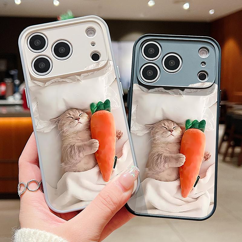 Sleeping Cat Carrot Pattern Case For iPhone 17 Pro Max Magnetic For Magsafe Skin Feeling Cover For iPhone 16 15 14 13 Pro Max