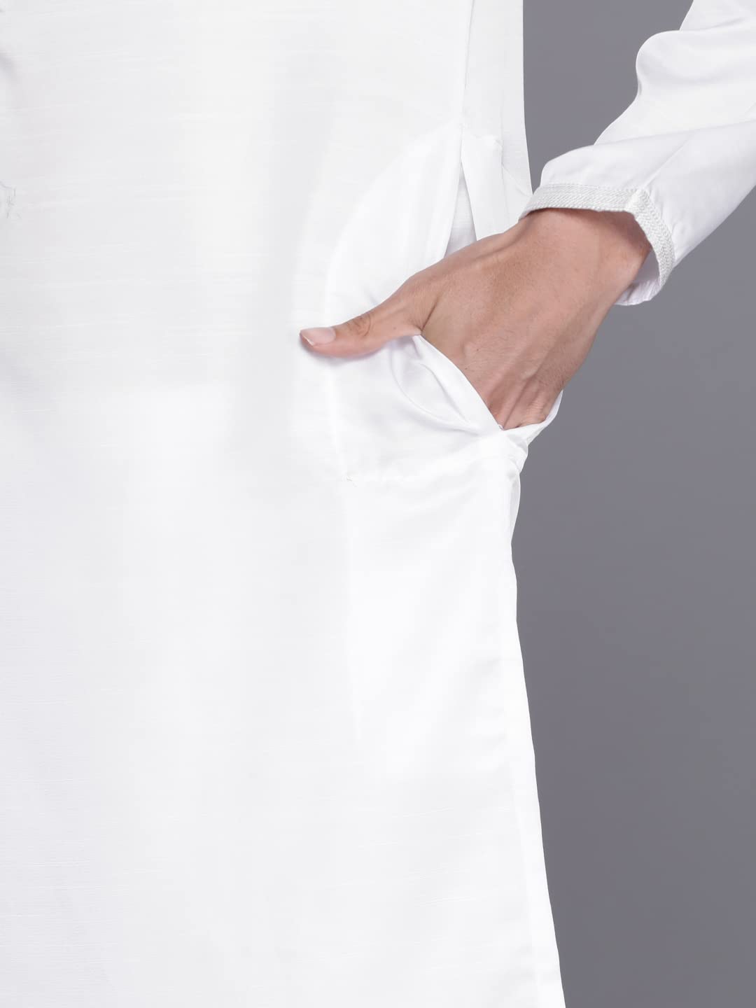 

Мужской набор Курты Manyavar, с длинным рукавом, воротником-стойкой, этнический набор Курты для помолвки, свадьбы, вечеринки, однотонный (Полный Хлы M белый