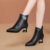 Real soft leather short boots women's 2025 autumn and winter new fashion medium heel thick heel pointed women's boots versatile high heel mother leat