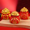 Fortunate Resin Chinese Money Bag Prosperity Figurine for Desk Home Wealth and Fortune Decor