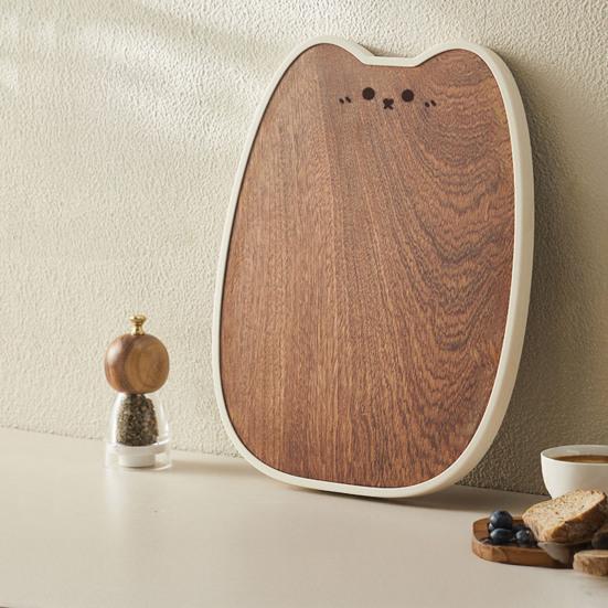 Wood Chopping Board Cat Shape Charcuterie Board Non-Slip Cutting Board for Kitchen Meal Prep Serving Tray for Vegetables Meat
