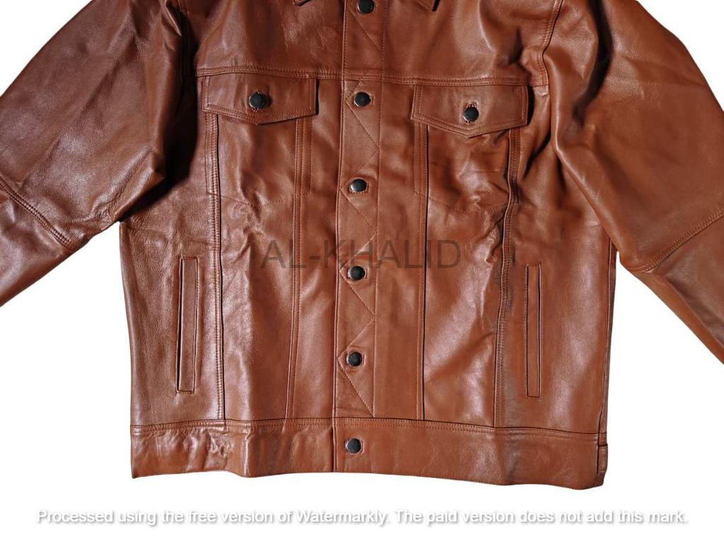 Klasická stylová formální příležitostná pánská košile z pravé jehněčí kůže hnědé ručně vyráběné