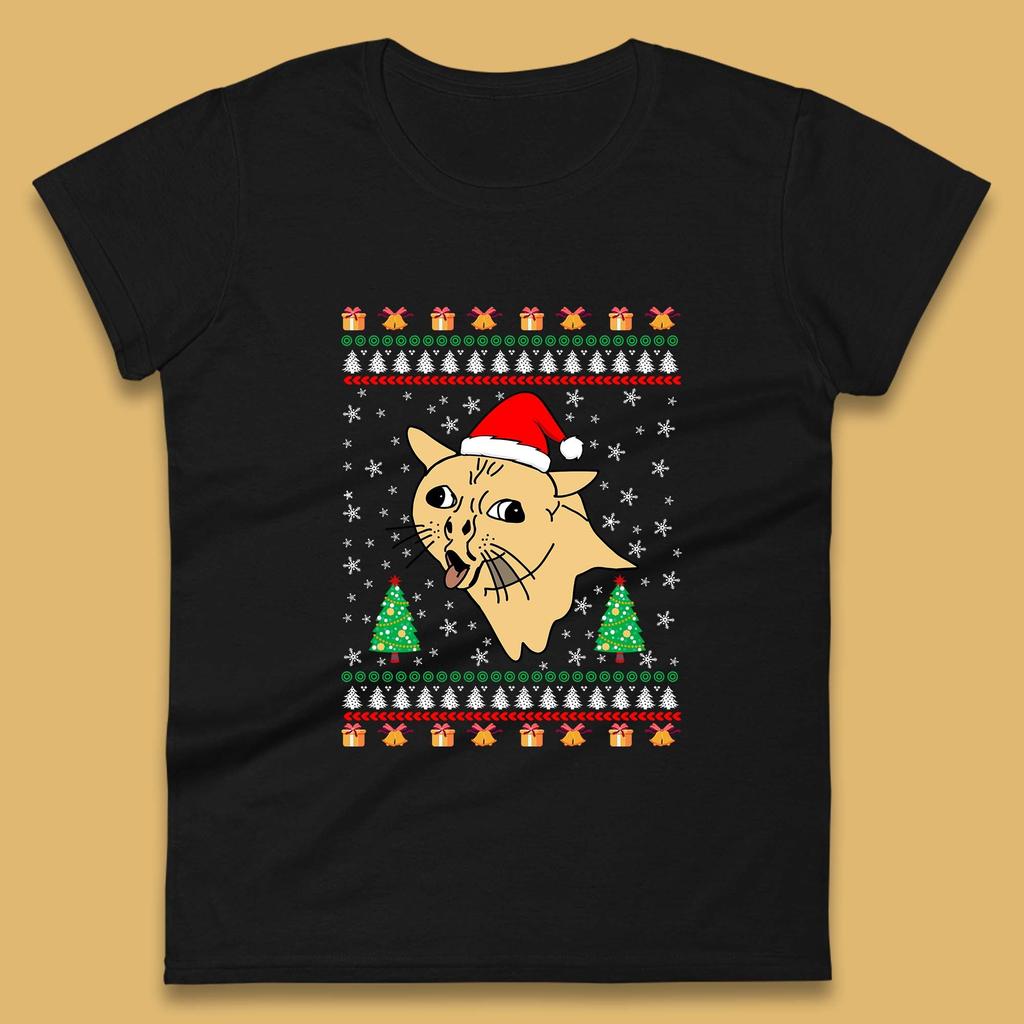Coughing Cat Meme Christmas Womens T Shirt Mens Tops Tees Unisex