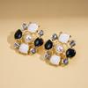 European and American Imitation Pearl with Diamond, Drip Oil, Hollow Flower Silver Needle, Personalized Retro Earrings