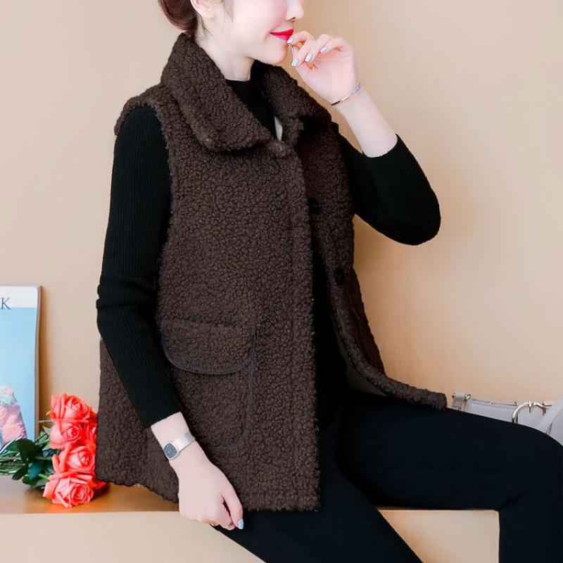 

Весенне-осенний корейский бархатный женский жилет из ягненка и пальто, свободные розовые топы XL