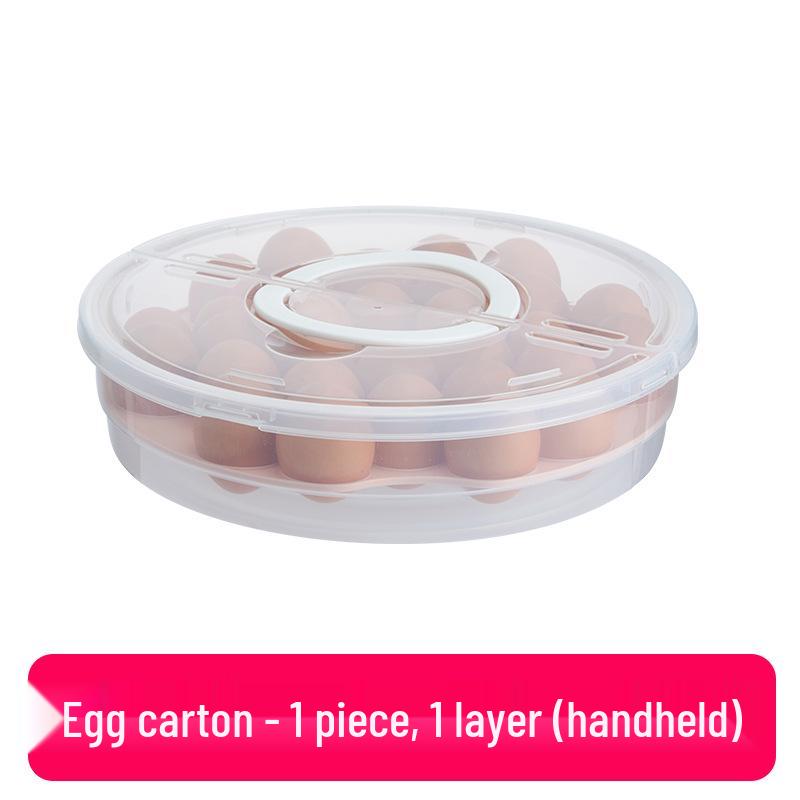 Round Egg Dumpling Freezer Storage Box - Transparent, Handheld, Home Kitchen Use