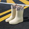 Женские модные водонепроницаемые резиновые сапоги до середины икры, на толстой нескользящей подошве, износостойкие, с плюшевой подкладкой для тепла