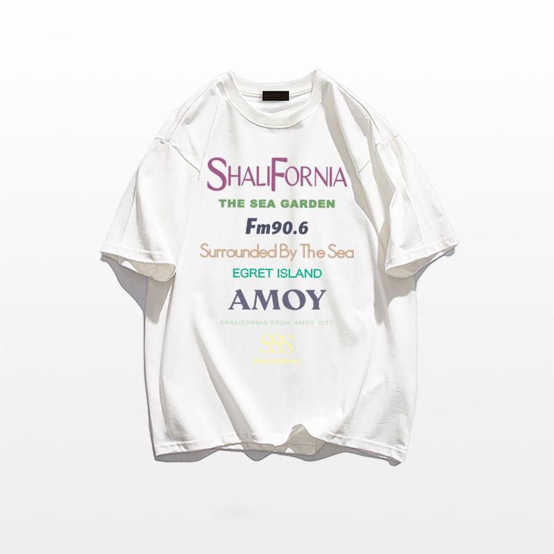 

Женская хлопковая футболка с ретро-принтом букв, короткий рукав, лето 2025, свободный крой, уникальный дизайн M белый