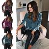 Women's Tops Loose-Fitting Women's Long-Sleeve Shirt with Pockets Elegant Solid-Color Minimalist Button Down Shirt Spring Fall Velvet Shirt