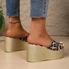 Fashion Leopard Print Thick Bottom Wedge Sandals for Women Fashion Chunky Platform Slippers Woman Summer Peep Toe Non Slip Beach Slides