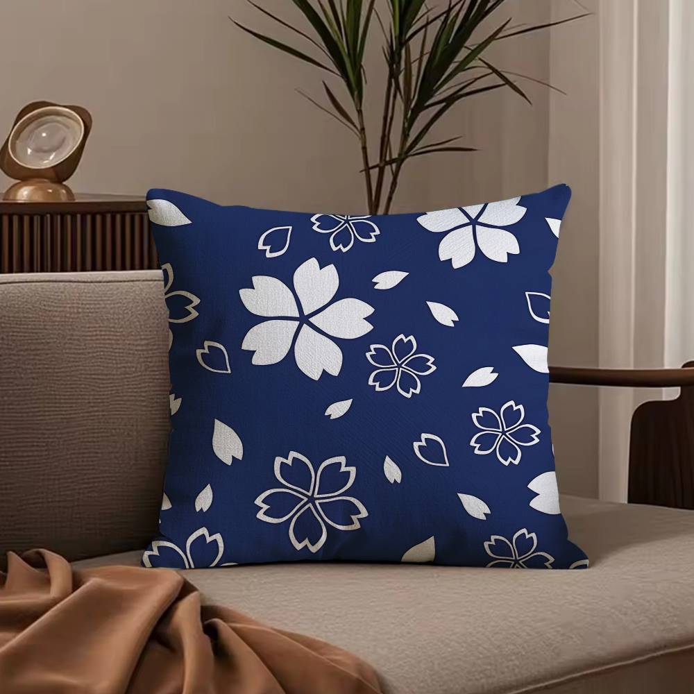 ART K-Kimono Fabric Pillow Case Anti-dustmite Pillowcase Invisible zipper silky short plush Sofa cushion cover
