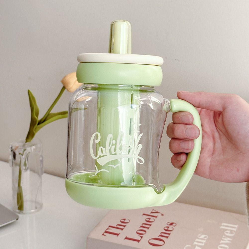 Leakproof Water Sippy Cup With Straw Transparent Bottle Coffee Cup Water Cup  Home