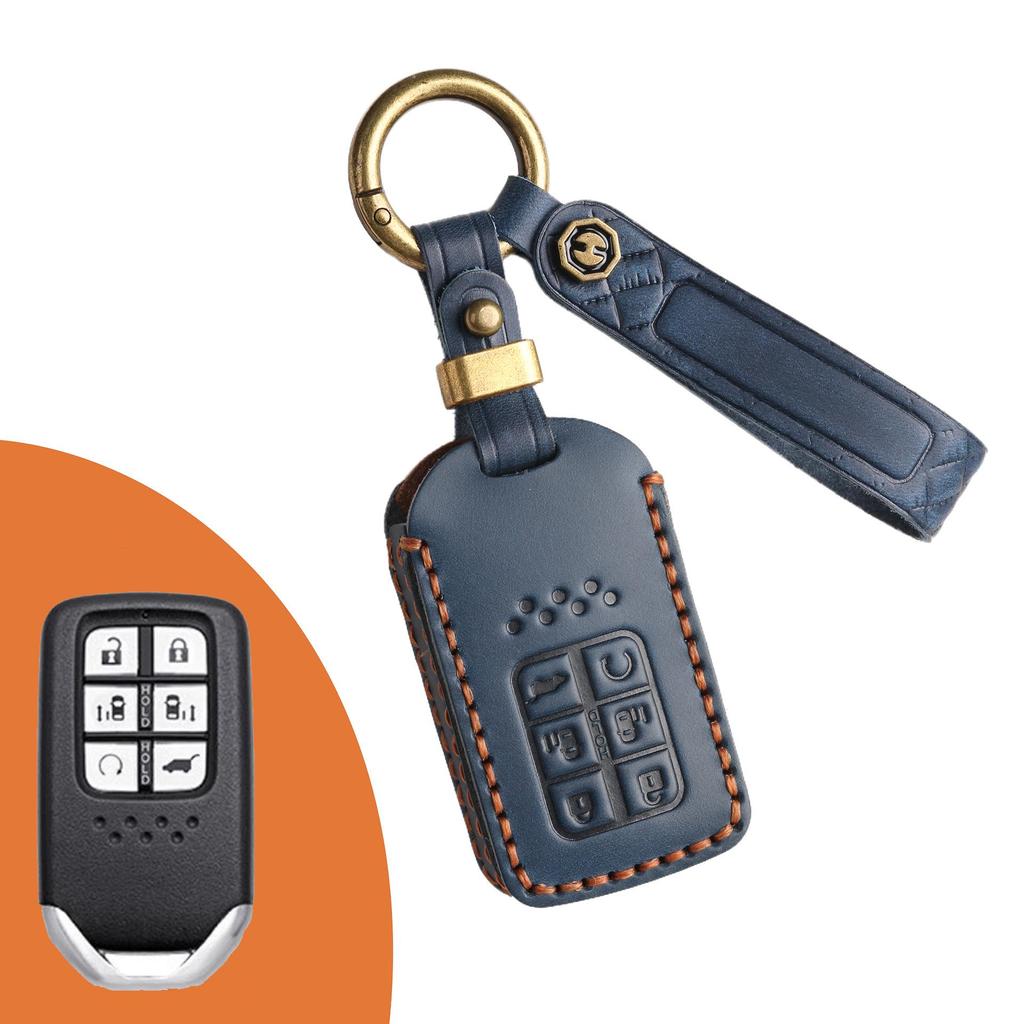 Genuine Leather Key Cover for Honda Fit, Civic, Accord, or Crown Road.