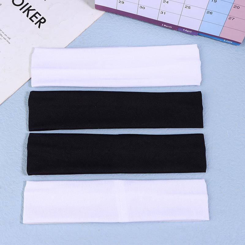 2Pcs Unisex Summer Sports Yoga Headband Simple Adjustable Running Sweat-Absorbing Elastic Single-Color Hair Band