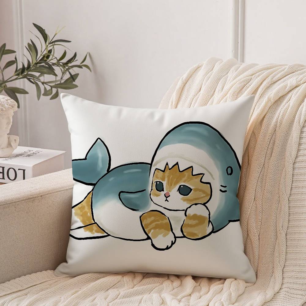 Hand Drawn Cute Cat Pillow Case Home Decor Throw For Sofa Bed Car Room Decor Gift Idea
