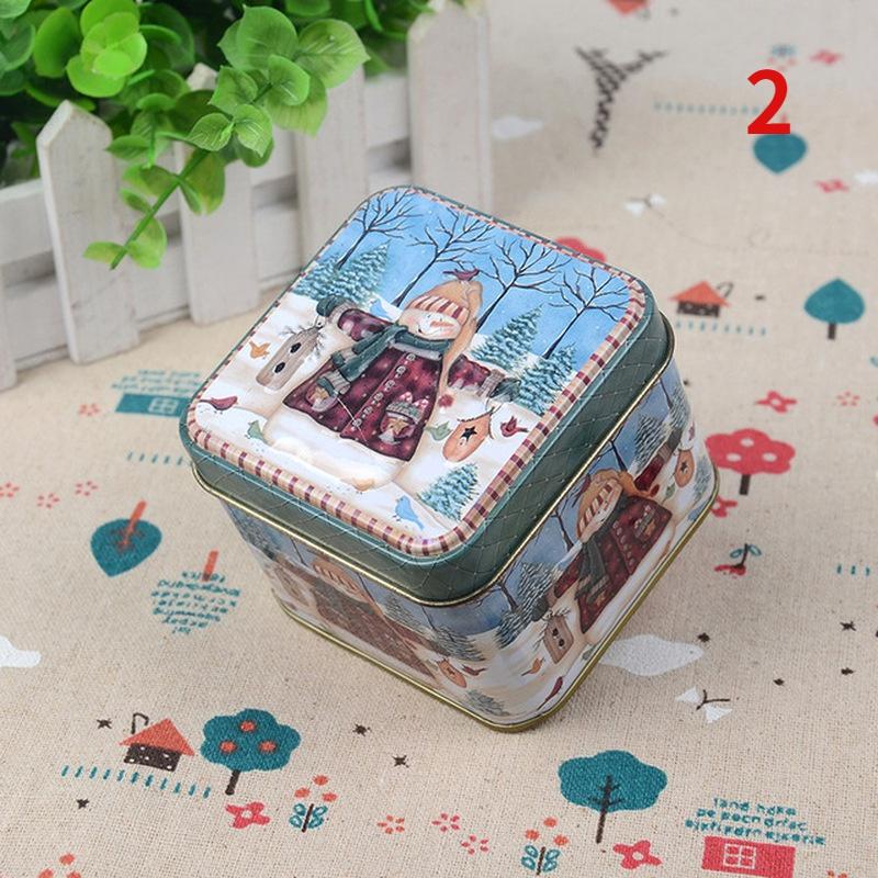 Christmas Candy Tin Box Cartoon Candy Jar Xmas Snowman Box Tea Storage Organizer Metal Box Christmas Gift Box Packaging