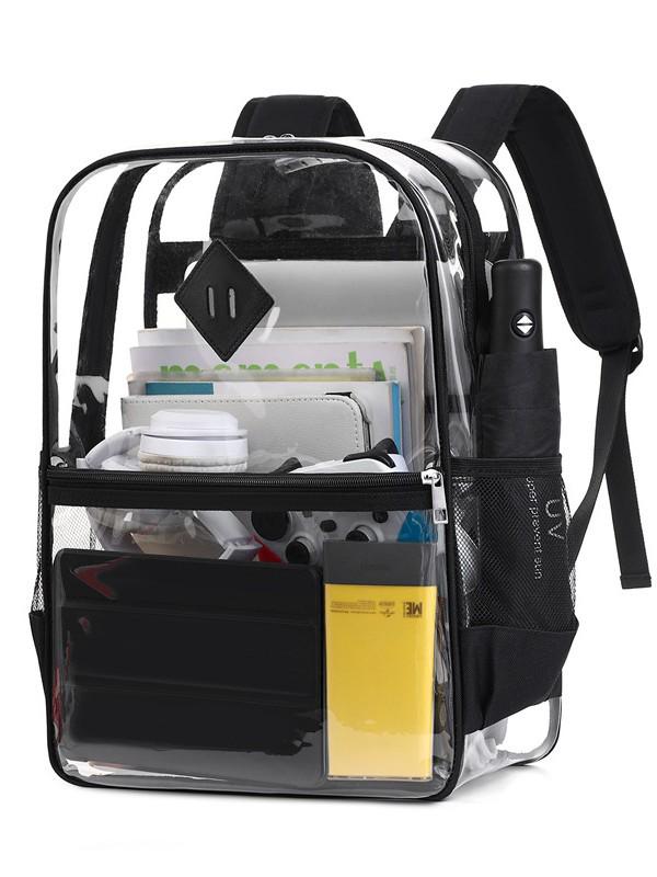Klarer PVC-Doppelschulter-Rucksack - Große Kapazität, Wasserdicht, Lässiger Stil für Studenten