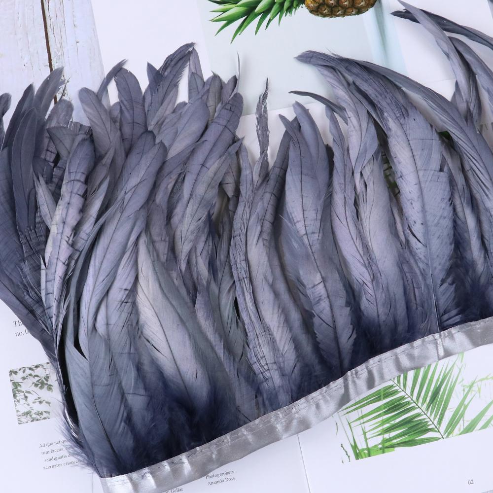 Red Rooster Tail Trims Natural Coque Feather Trimming Ribbon For Crafts Dress Skirt Carnival Costumes Plumes 10-12 Inch