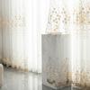 1pc Glam Embroidered Floral Grommet Top Curtain, Semi-Sheer Polyester Window Screen for Bedroom