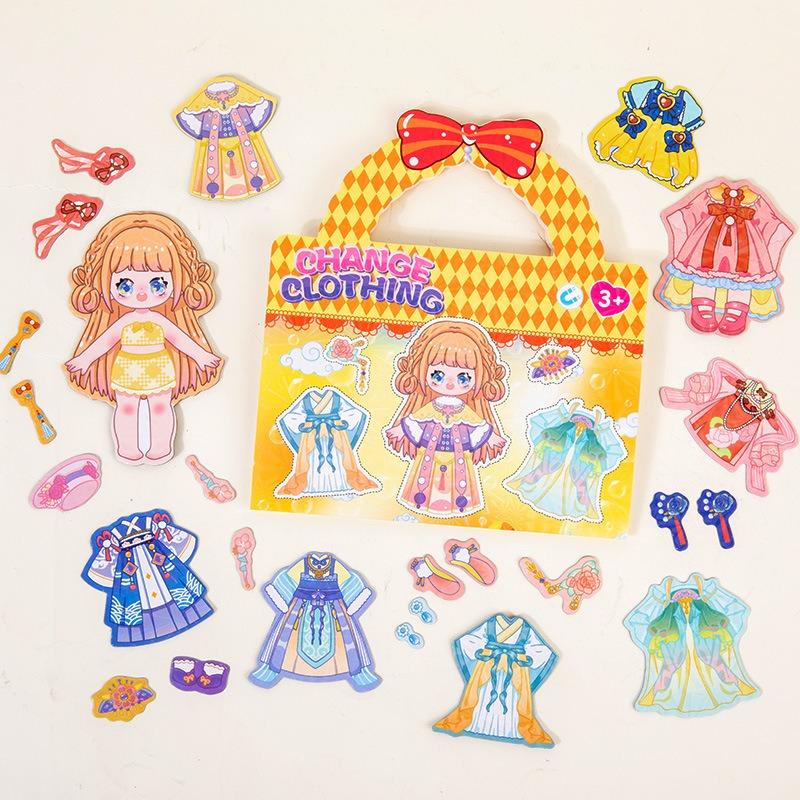Cartoon Princess Reusable Magnetic Fridge Stickers Educational Puzzle Toy For Girls