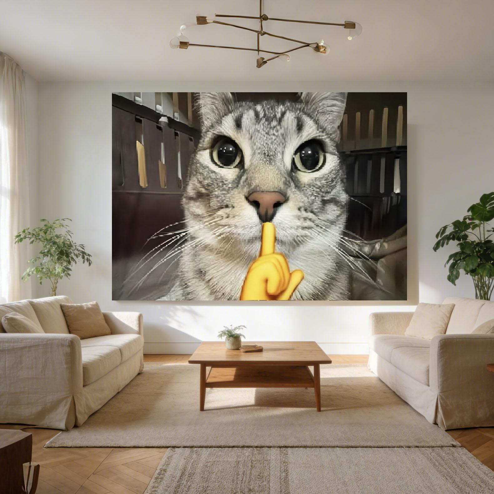 

Funny Cat Meme Printed Tapestry Hippie Viral Cat Wall Hanging Aesthetic Background Cloth for Bedroom Wall Decor 74x94cm(29x37in)
