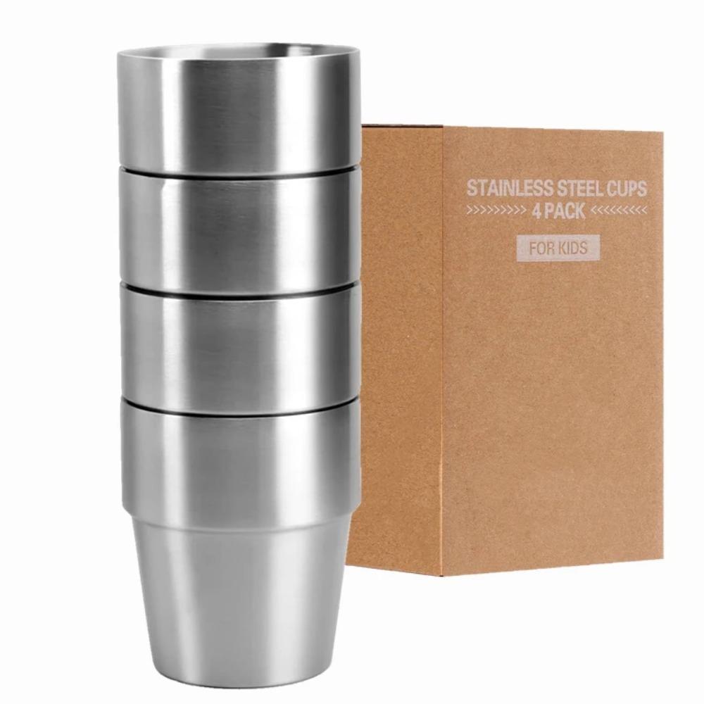 

Чашки из нержавеющей стали 10 унций 6 унций Кружки для кемпинга 4 шт. Многоразовые Премиум Металлические Чашки Двойные Стенки Стаканы Для Питья Для Барбекю Домашние Инструменты Для Питья 300ml -4 PCS