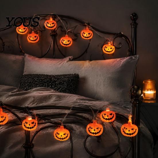 Battery Operated LED Lights Halloween String Lights, 10/20 Spooky Pumpkin Ghost Fairy Light, Scene Decorations for Indoor Outdoor Home Yard