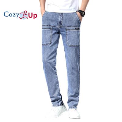 Cozy Up Herren Stretch Jeans, gerades Bein, Multi Bag Freizeithose