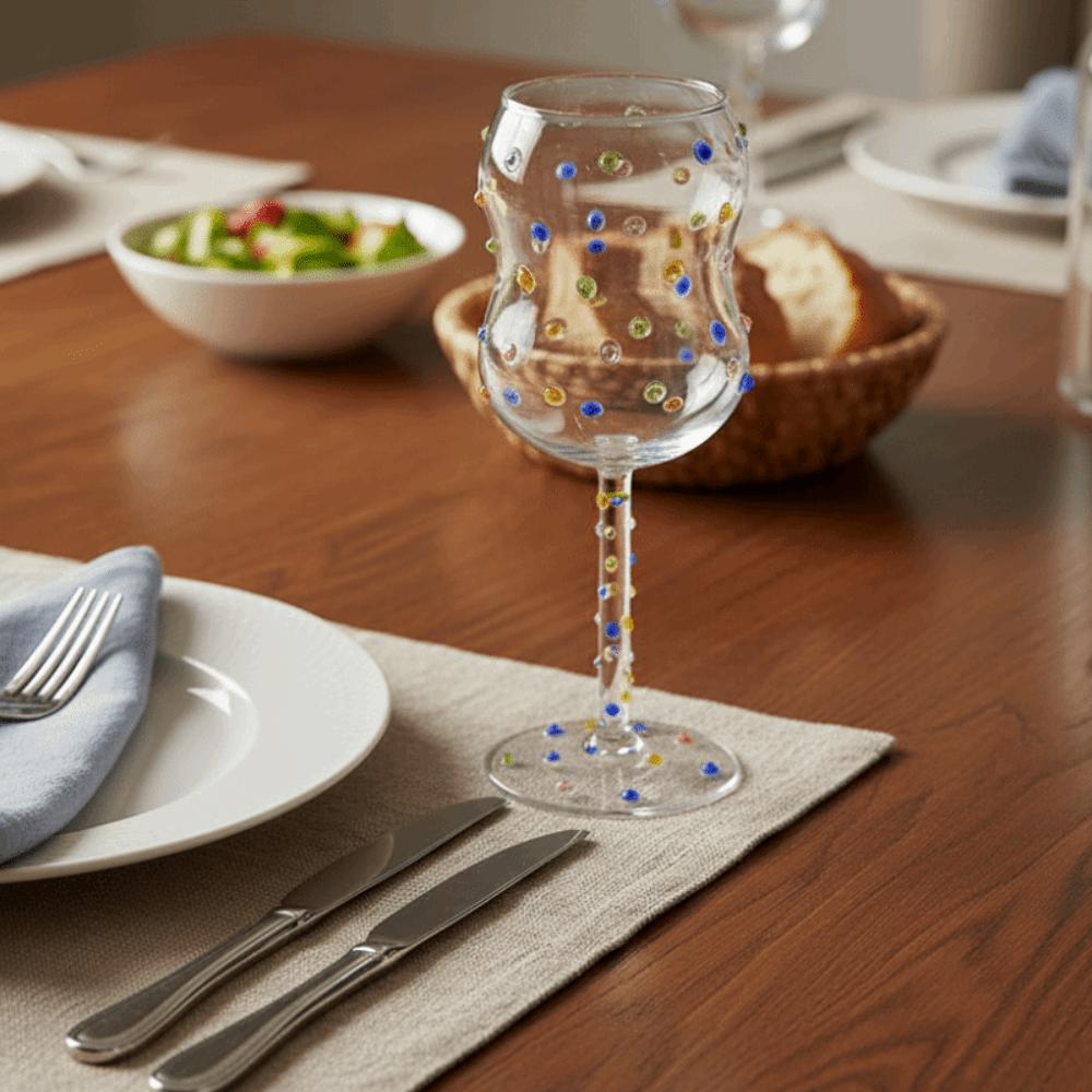 Glas Hohes Glas Geprägtes Weinglas Ins Bunte Punkte Kelchglas Bankett
