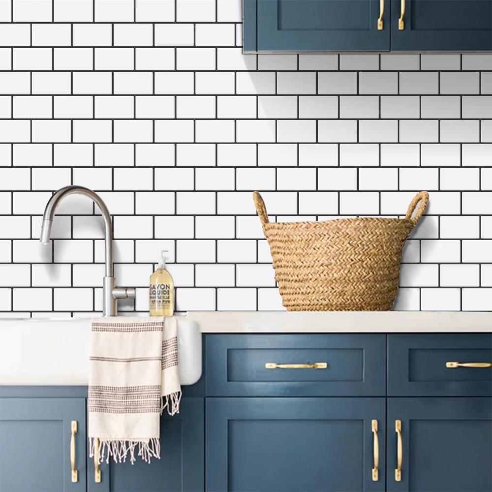 Nuovi Adesivi Murali in PVC Autoadesivi Stacca e Attacca Piastrelle Metropolitana 3D Mattone Impermeabile Carta da Parati in Vinile Bagno Cucina