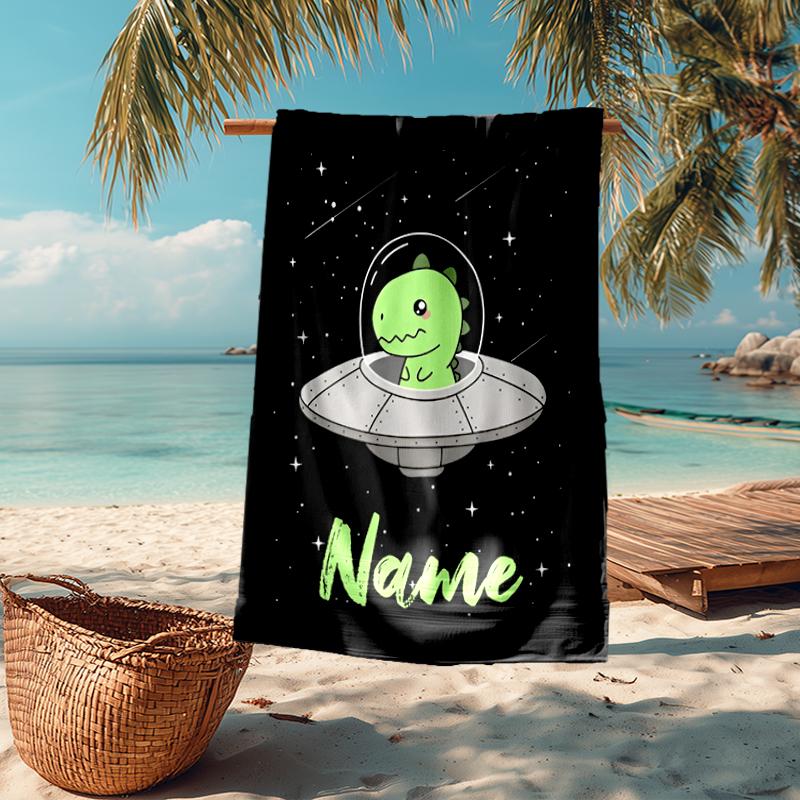Personalisierbares Ultra-Weiches Strandtuch mit Dinosaurier-Thema, Ideal für Pool - Camping, Tauchen - Perfekter Reisebegleiter, Lebendiges Strandtuch.