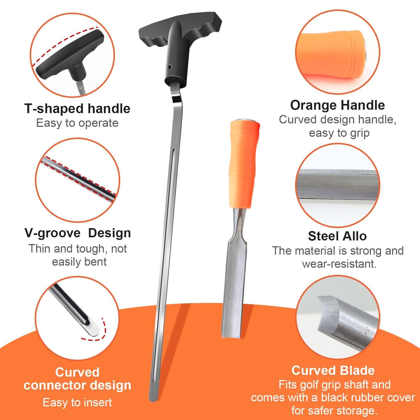 Golf Grip Removal Tool,11  V- Grip Remover for Standard Length Swinging Grips,High-Carbon Steel Golf Club Tool,Golf Grip Kit Golf Tools Golf Grip Tool