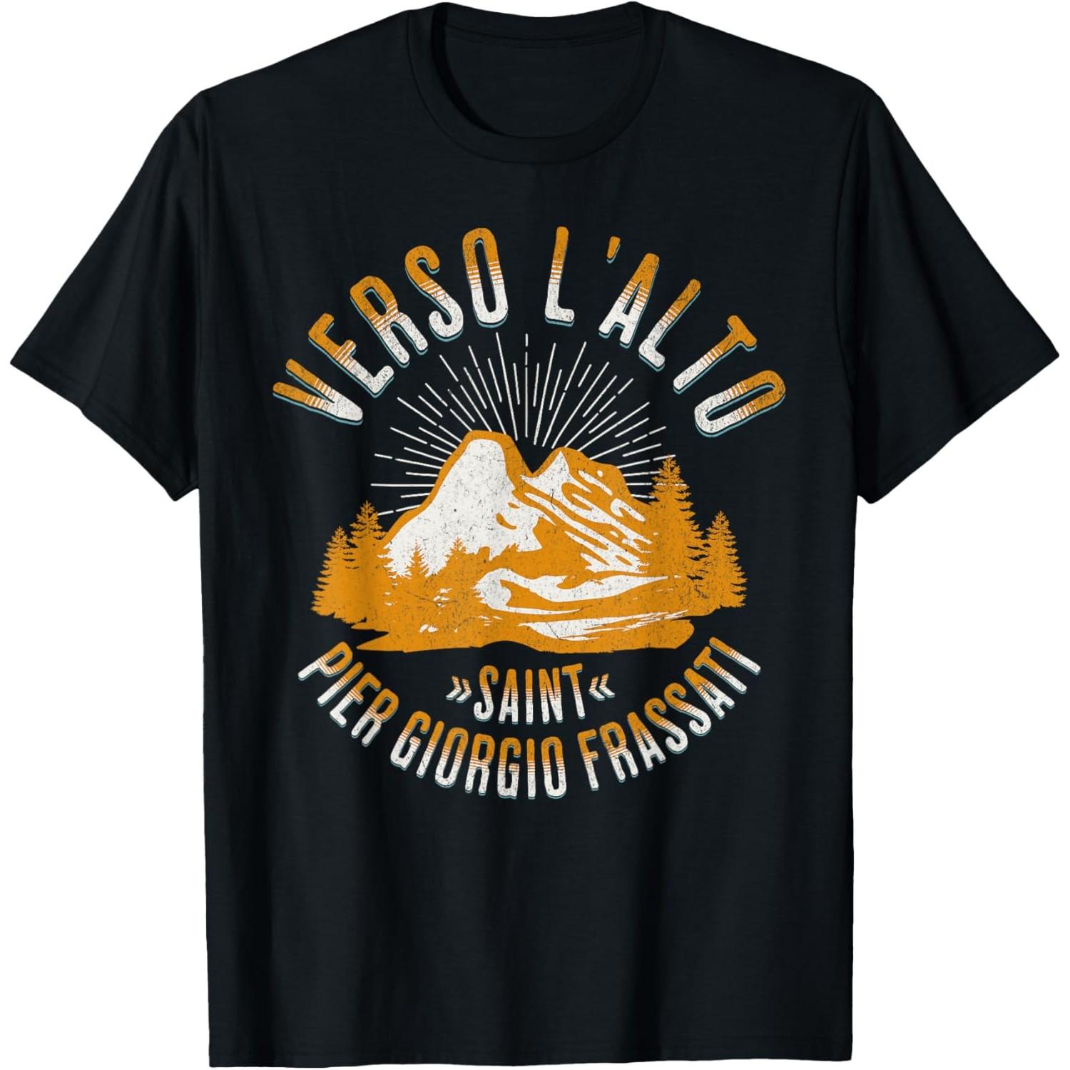 Verso L Alto Saint Pier Giorgio Frassati Mountain Graphic Tee Men Casual O Neck T-Shirt S