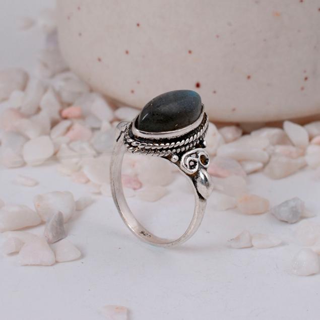 

Rainbow Moonstone Silver Lotus Ring | Detailed Flower Brass Statement Jewelry | June Birthstone Gift 5 срібний
