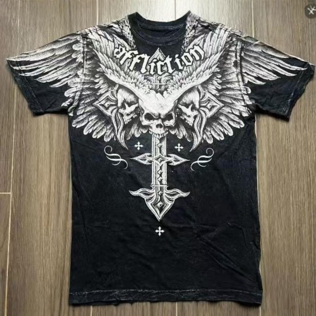 DRIPX 2000s Hip Hop Oversized T Shirt American Goth Retro Harajuku Letter Print Top Casual Tops New