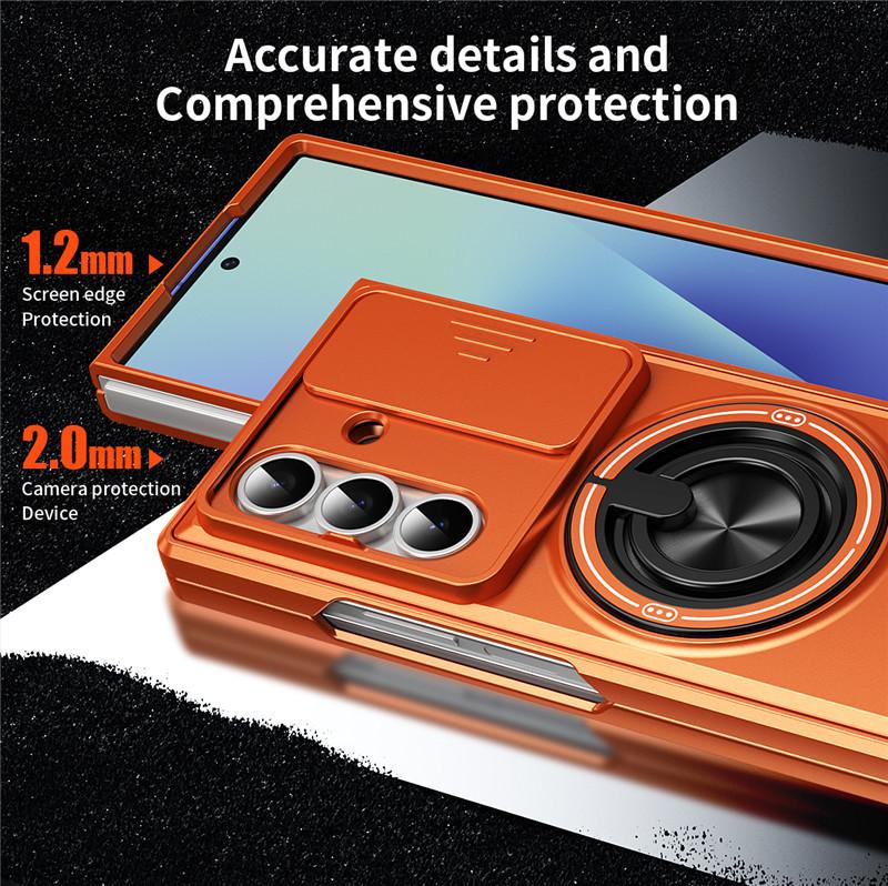 Case for Samsung Z FOLD 7 Shock Proof Tough Shell With Holder Kickstand Camera Sliding Window Protective Case Plain Shock Proof