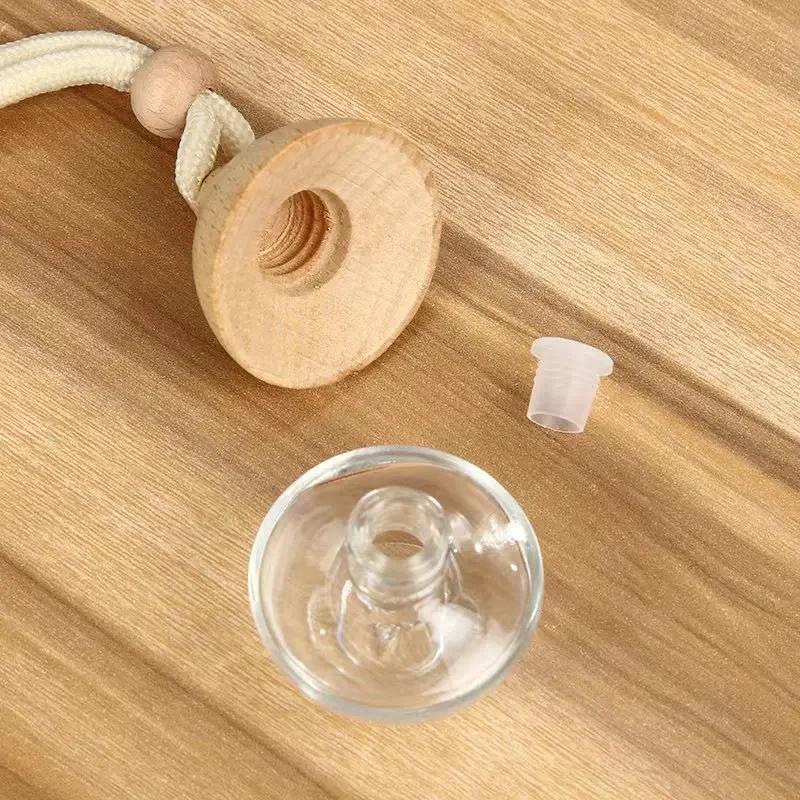 6ML Water Drop Car Air Freshener Pendant Glass Perfume Empty Bottle Car Pendant Hanging Refillable Diffusion Bottle
