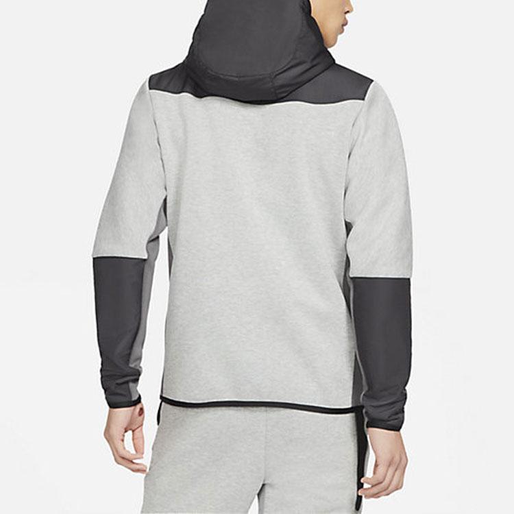 Nike Pánská bunda s kapucí na zip Tech Fleece s potiskem a malým logem svrchní oděv šedá CZ9905-063