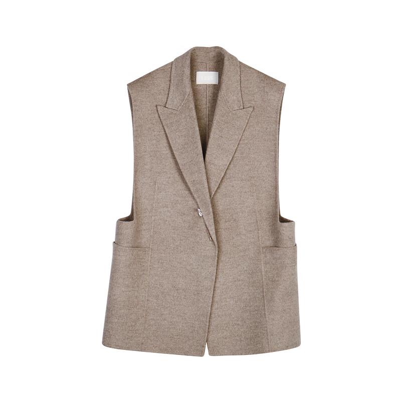 Less 2023 Winter Straight-Fit Peaked Lapel Sleeveless Short Vest