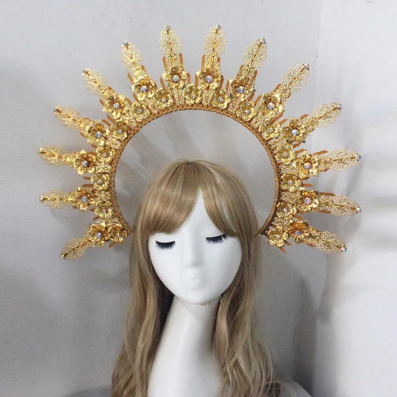 Diadema KC Halo Lolita Gotica Fatto a Mano Fascia Corona Dea del Sole Retrò Accessori per Capelli