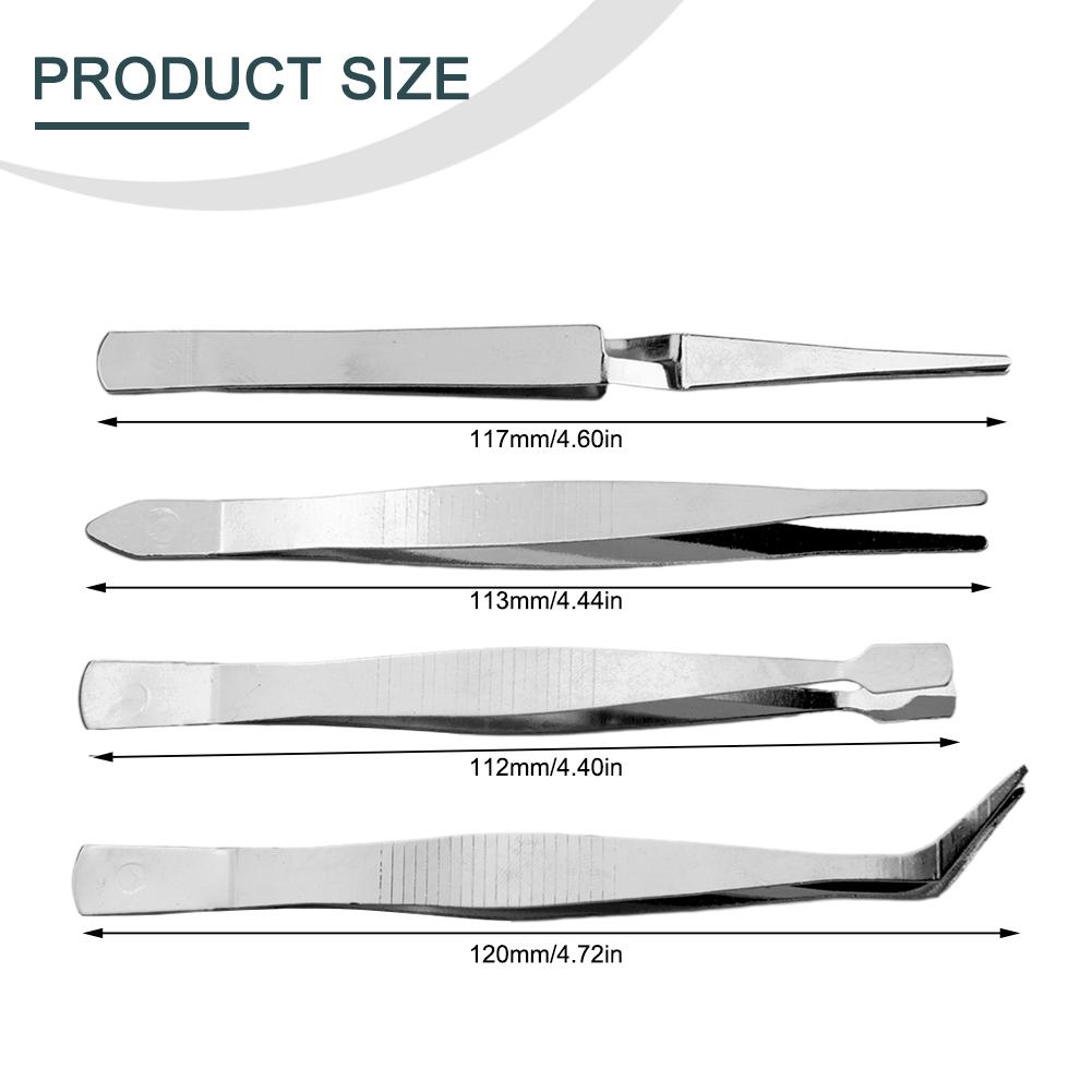 4KS Kombinované kleště Pinzety pro opravu mobilních telefonů Stříbrné